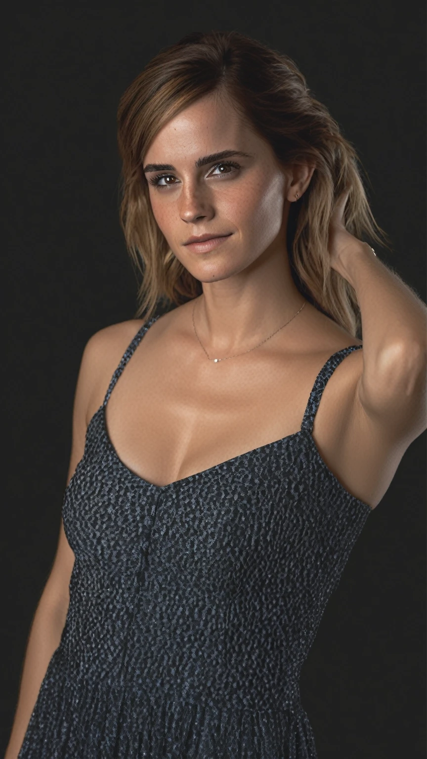 ultra realistic  photograph  of Emma Watson  , sexy woman ( , hollywood actress , female , woman, realistic babe, celebrity  ), outdoors, high neck Mekhela Chador, ( insanely detailed skin texture , depth of field, detailed eyes, photorealistic )