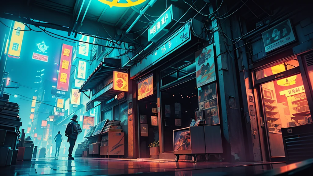 1 boy,Photo of a man listening to music wearing headphones, Text why you, Super detail, Vintage wave, Cyberpunk, Sad atmosphere, Glowing light through the windows, nighttime scene, One bedroom, 2D, (shot from afar), Wide shot, (Movie noise), Old cartoons, (Many records: 1.3), Vinyl record store, (Masterpiece, Very high quality, Very high quality, offcial art, Beautiful and aesthetic: 1.2), (Very detailed, (Fractal art: 1.4 ), guitar, (Notes: 1.4), (Lo-fi hip-hop), Side view, Old anime textures, Alone, speakers, Cyberpunk, Vinyl, Night,Exquisite facial details,cool guy, vietnam of flag