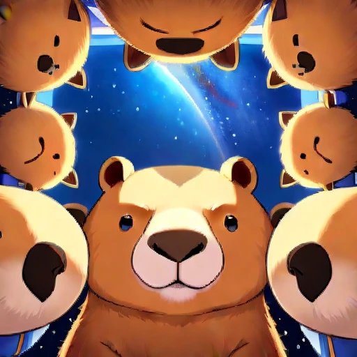 space Below Huddled Cute capybaras