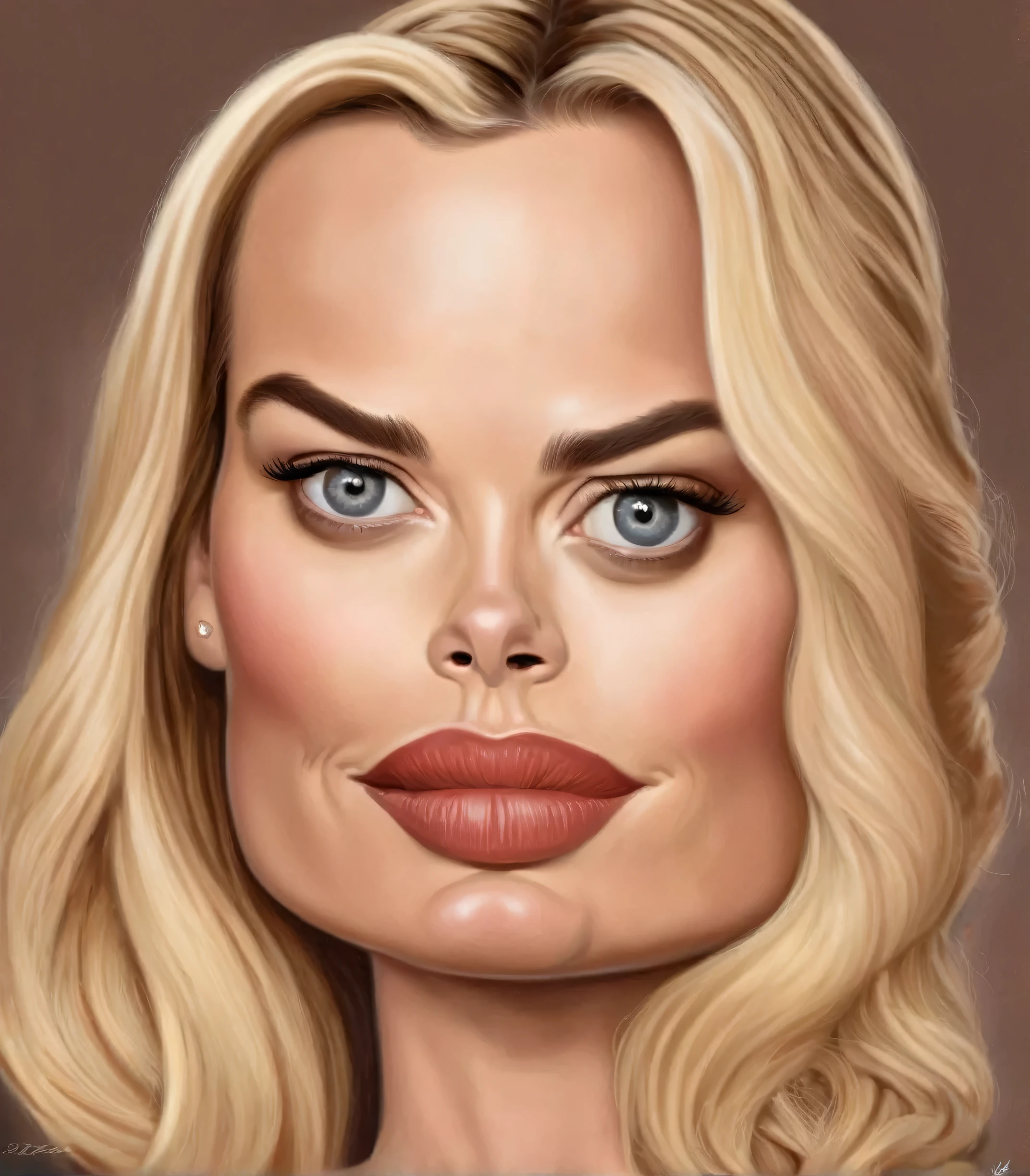 Margot Robbie Caricaturized Very detailed, clean, high quality, sharp image, Mark Ryden