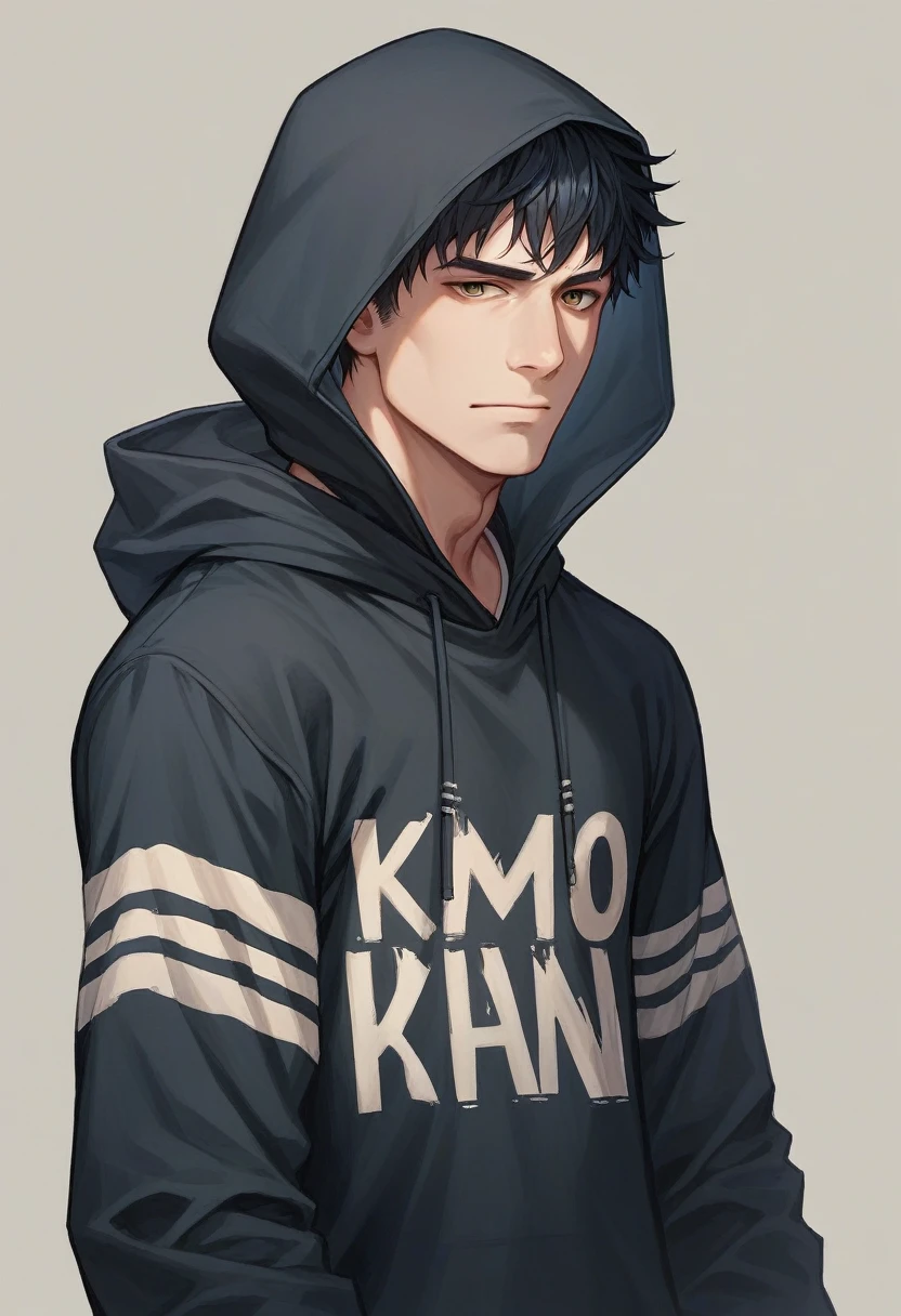 pop up name in the t shirt "KORDIANG" 3D man black wear hoodie black and random blackground