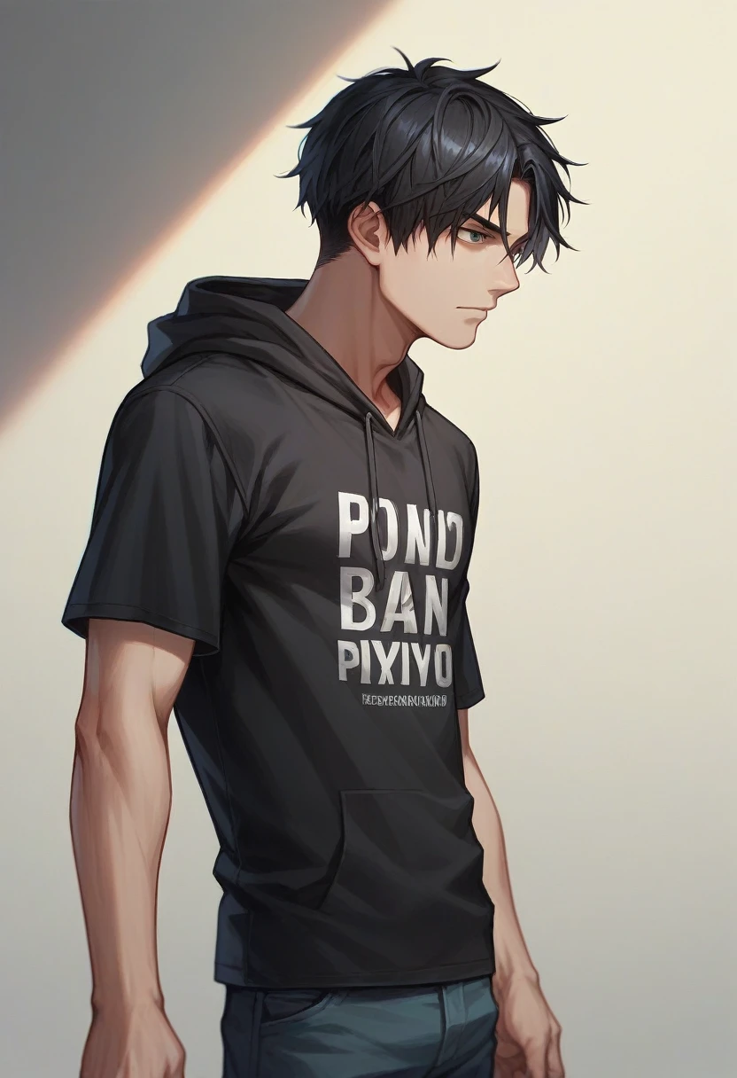 pop up name in the t shirt "KORDIANG" 3D man black wear hoodie black and random blackground