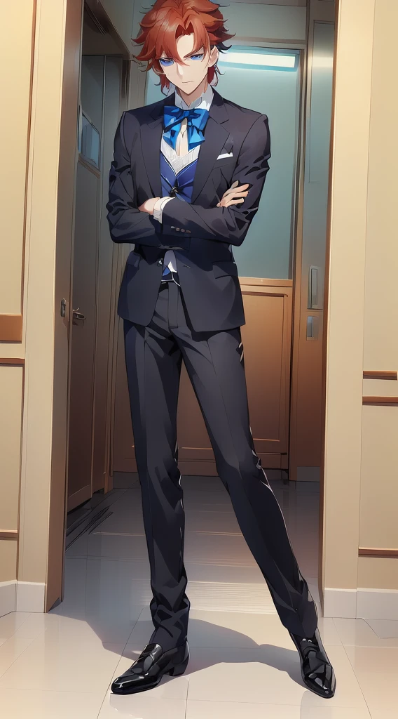 a man with rather sharp hair,A man with gentle eyes,Anime handsome man, Tall anime man with blue eyes, Inspired by Ryusei Kishida, Kazuma Kaneko, kakyoin, Shikano Makoto