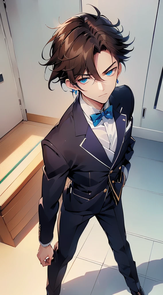 a man with rather sharp hair,A man with gentle eyes,Anime handsome man, Tall anime man with blue eyes, Inspired by Ryusei Kishida, Kazuma Kaneko, kakyoin, Shikano Makoto