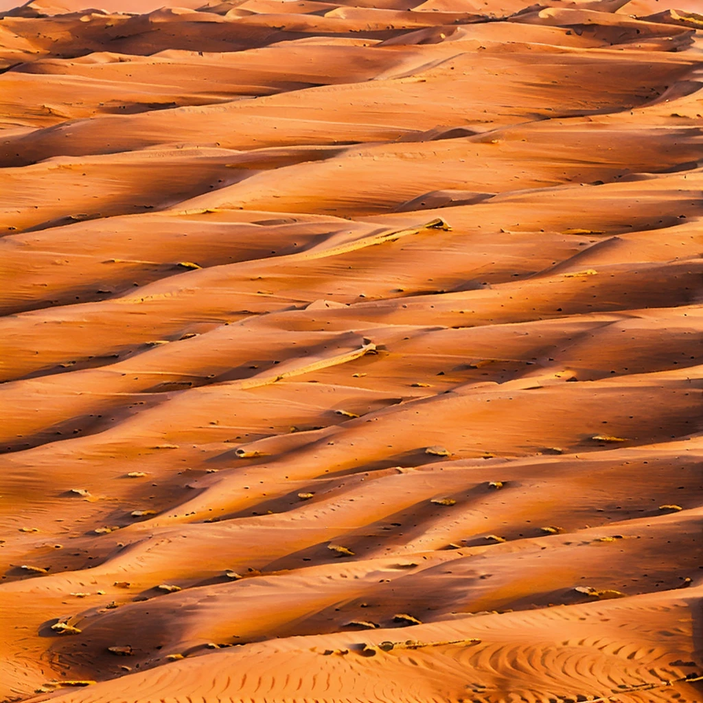 A vast landscape of a huge desert, in the foreground we have large and beautiful sand dunes, the sand is too fine, The colors of this sand are warm and earthy colors, It gives the impression that they move in a zig zag pattern in the wind., In the background, you can see huge mountains that combine with the image and the third plane is a beautiful night sky where you can see constellations of stars that shine in multiple colors, generating an atmosphere of something never before seen by humans., from another world. ((high quality)) ((Masterpiece)) ((Photography)) ((high resolution)) ((HD))