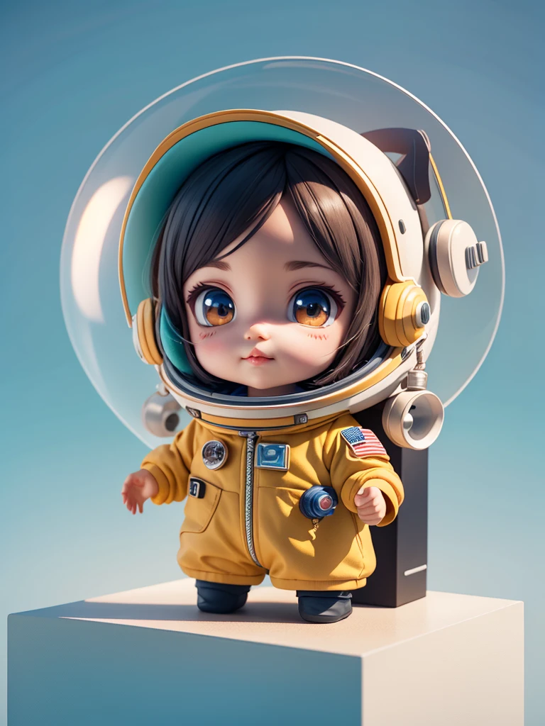 There is a little doll with helmet and helmet, cute 3d rendering, little astronaut looking up, portrait anime space ,cute capybara cute 3d anime boy rendering, cute detailed digital art, male explorer mini cute boy, 3d rendering stylized, 3d rendered character art 8k, cute digital painting, anime style 3d, super detailed rendering