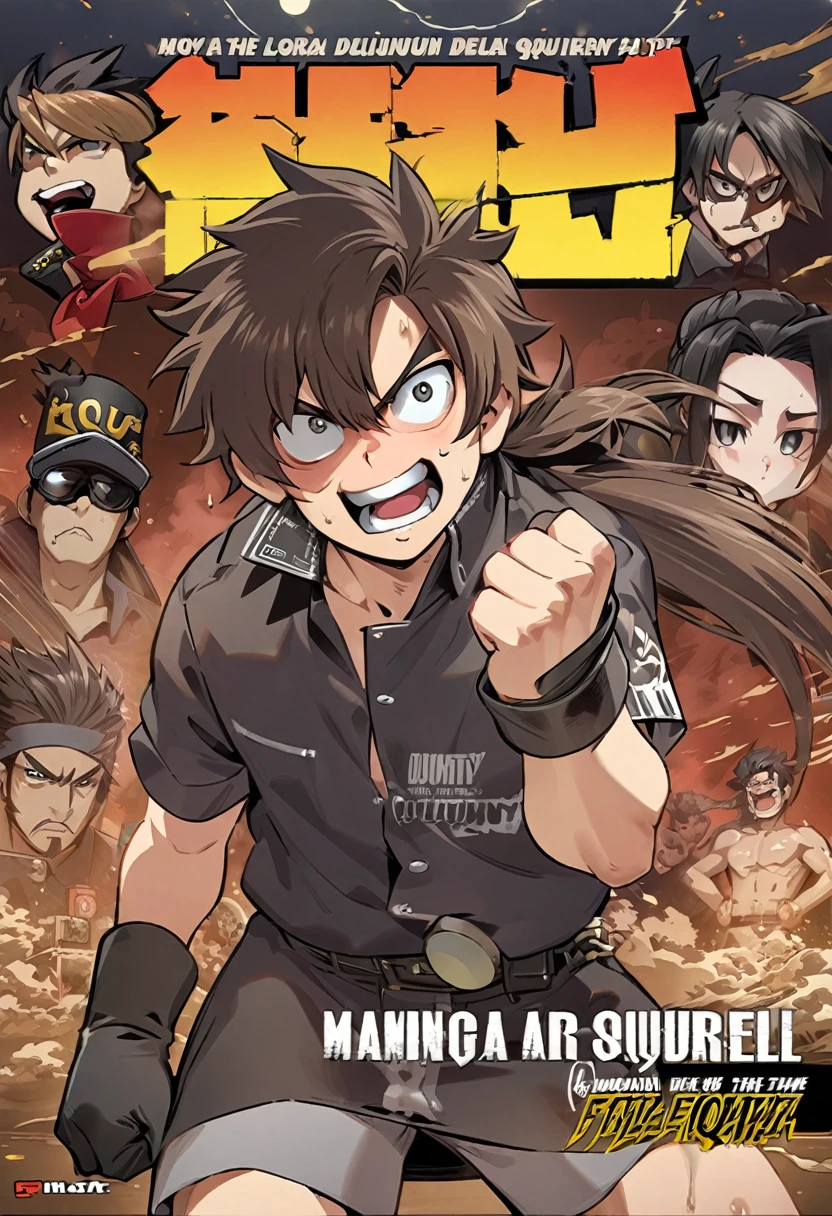 Manga cover style, detailed. best quality, art, detailed face, in the style of Lora Marvin. A delinquent squirrel with big boxer gloves