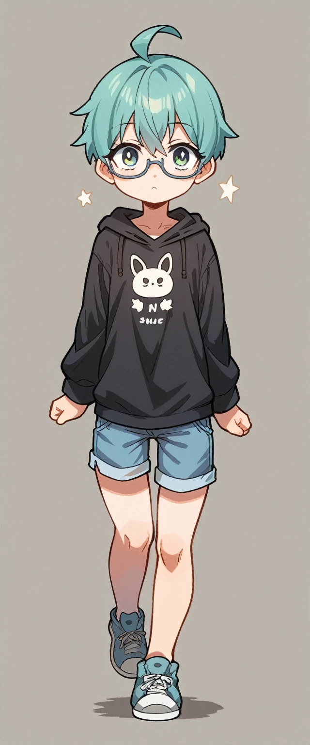 cartoon girl with glasses and a black shirt is running, [ digital art ]!!, unknown artstyle, anime moe artstyle, chibi, cel shaded!!!, smol, in an anime style, full body!, advanced digital chibi art, full body portrait of a tall, cel - shaded art style, female protagonist 