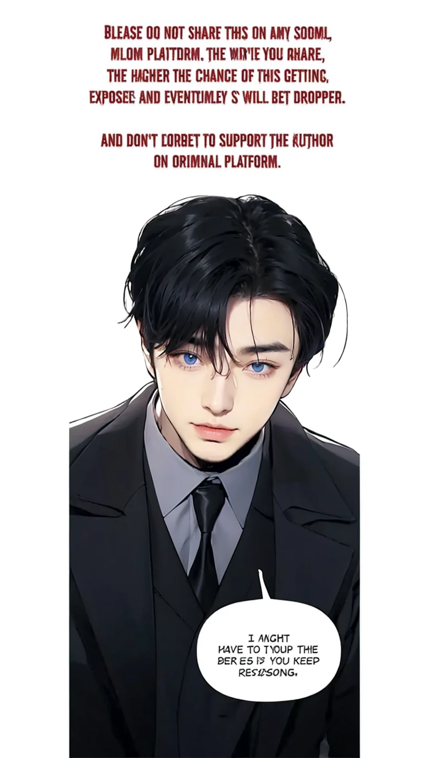 Handsome boy, black hair, blue eyes, wearing black formal with black necktie