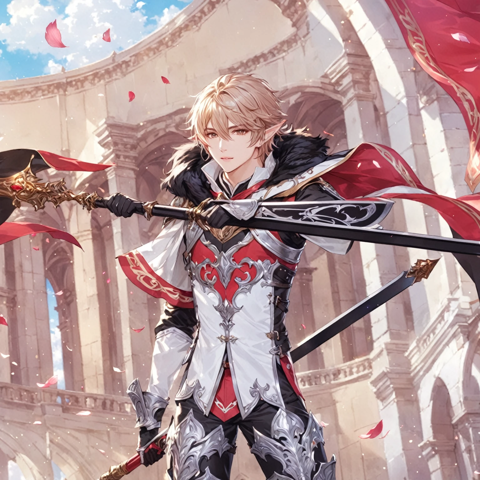 masterpiece, best quality, good quality, Fantasy aesthetics, Highly detailed, shadowverse style, male, elf