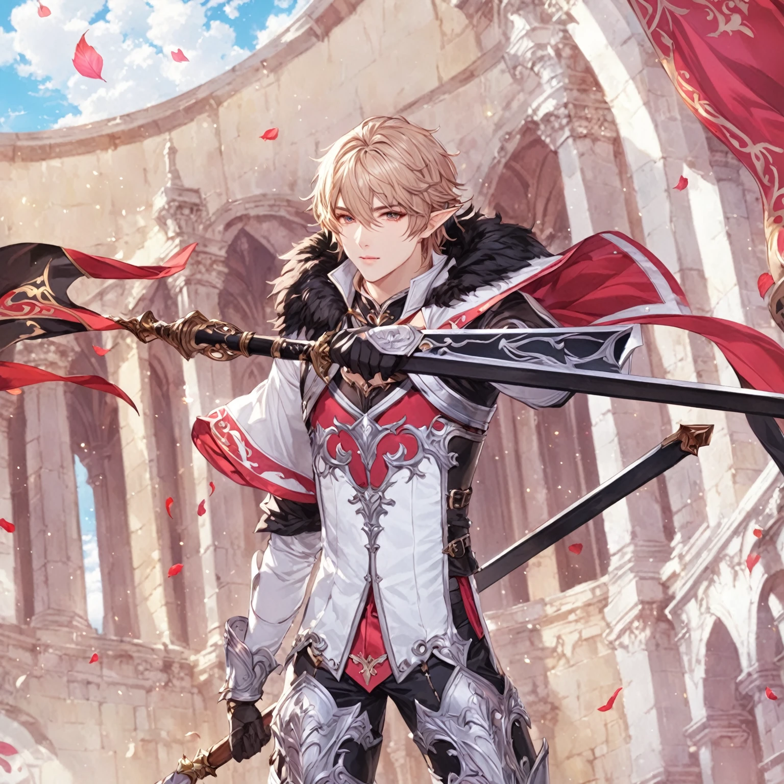 masterpiece, best quality, good quality, Fantasy aesthetics, Highly detailed, shadowverse style, male, elf