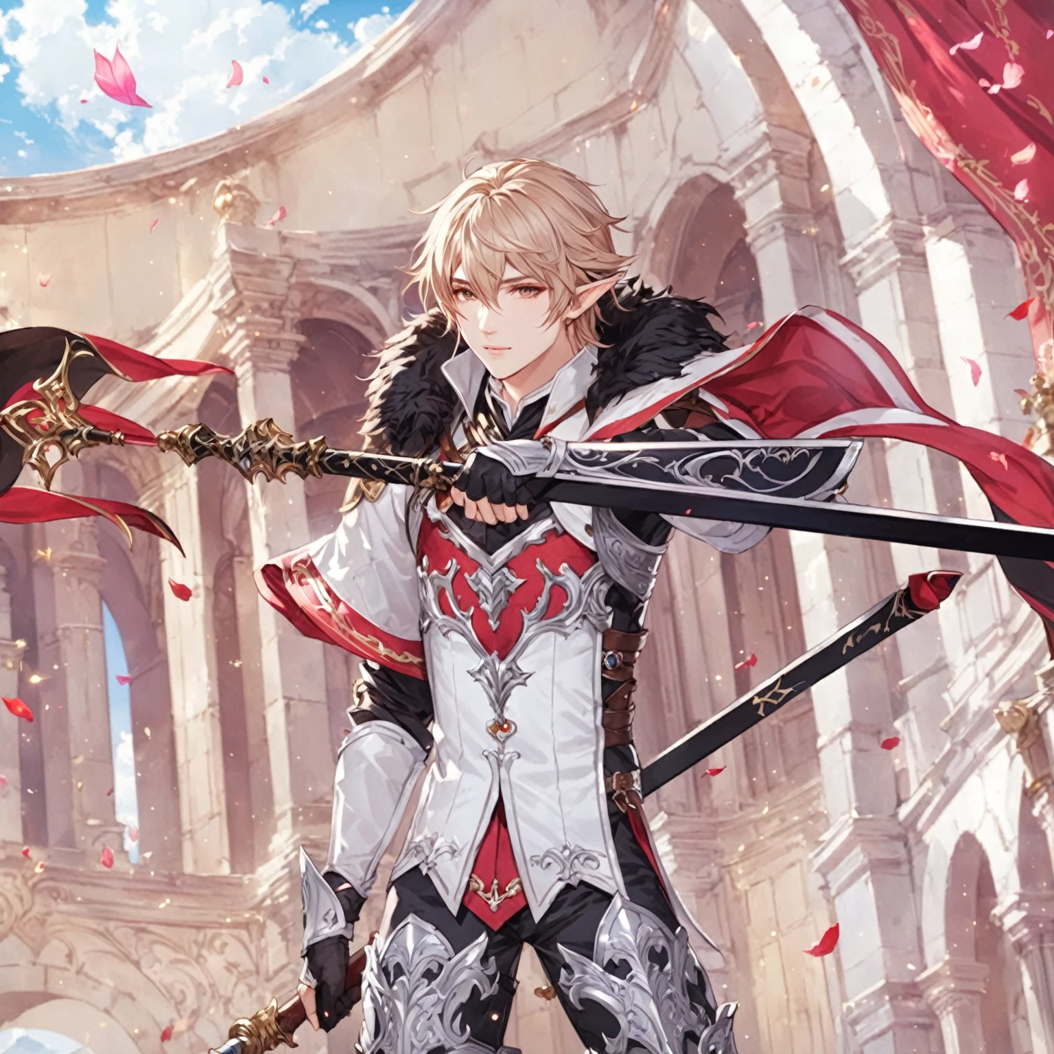 masterpiece, best quality, good quality, Fantasy aesthetics, Highly detailed, shadowverse style, male, elf
