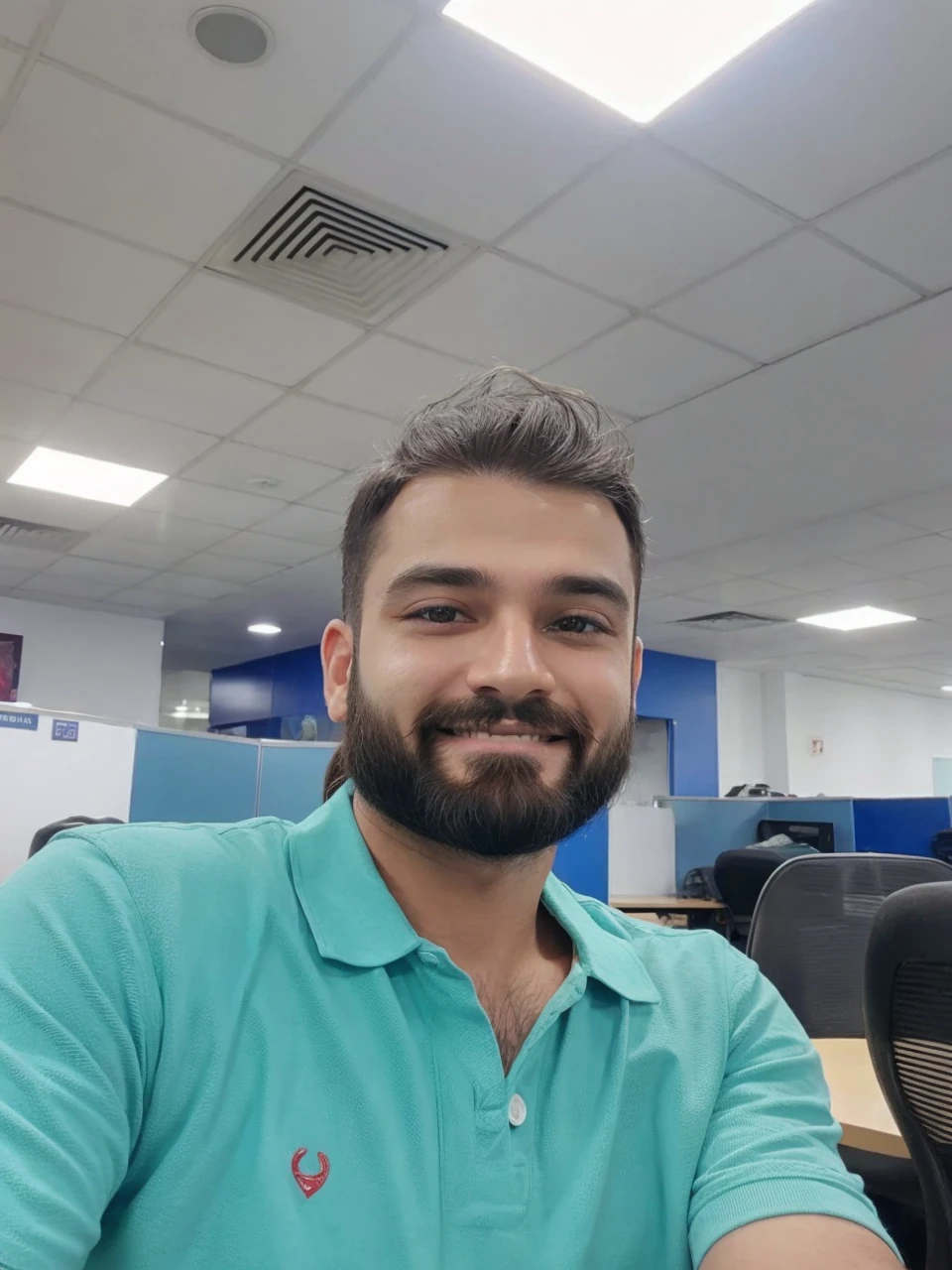 Long hair, smile, long beard