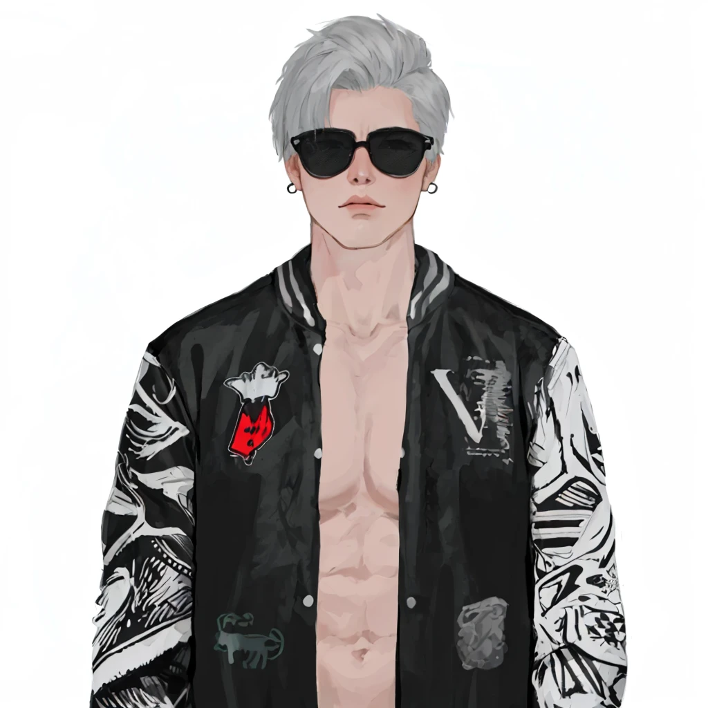 (masterpiece:1.2, best quality), (1men, solo, upper body:1.2),flat face,Hair: buzz cut,Clothing: oversized, distressed denim jacket with patches and pins, paired with black skinny jeans and combat boots, Hanging out in an underground music venue or street art exhibit
