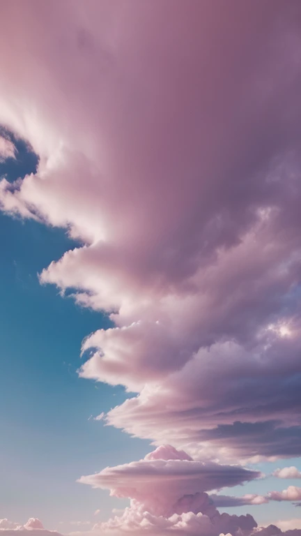 A photograph of the sky, Pink clouds are shown in the image