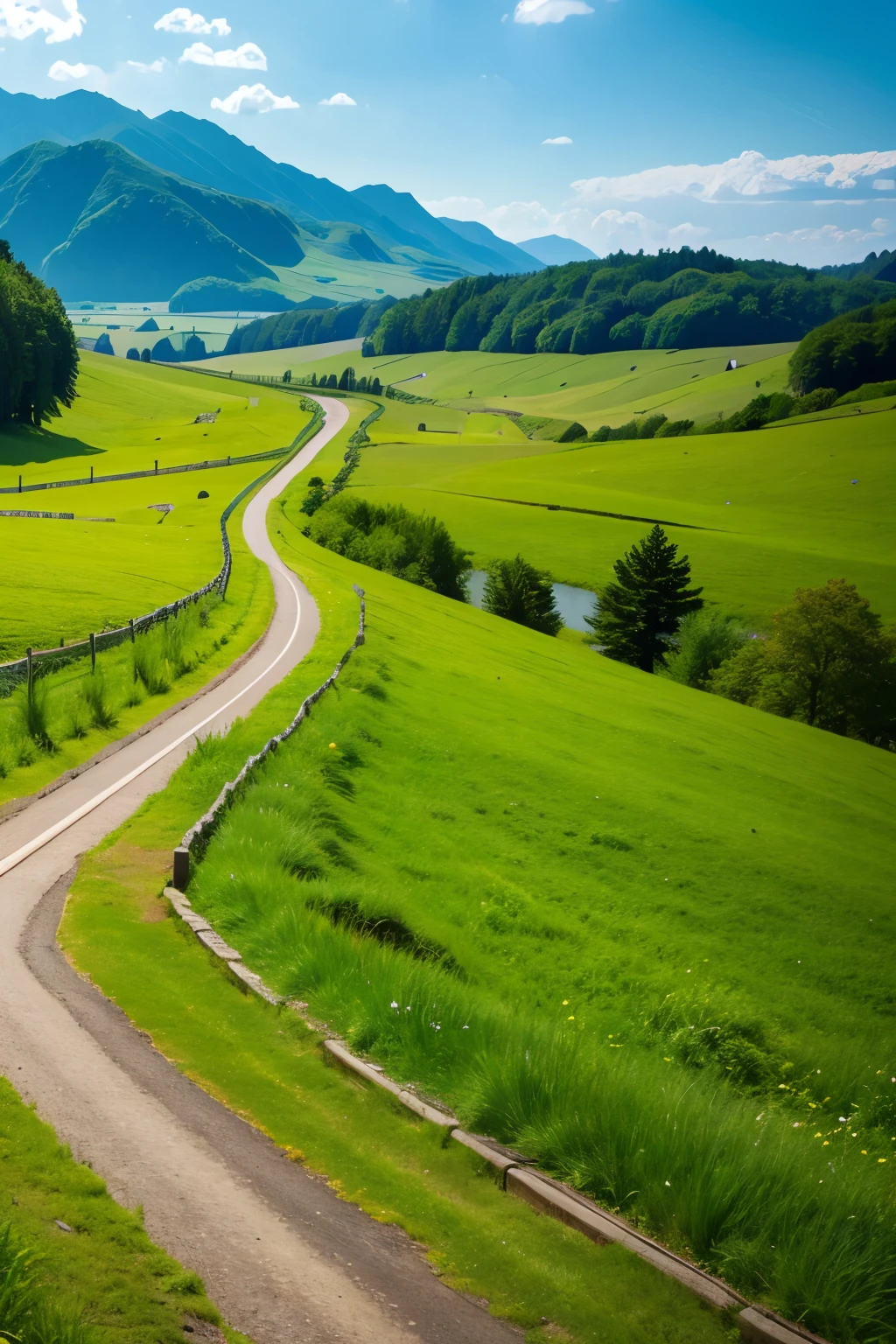 grassland road background Fantasy 16*9
