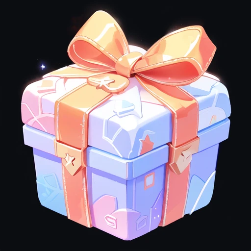 There is a small gift box，Summer theme，Waves，spray, Ribbons，blue，Purple，，red，3d icons for mobile games, Game assets, Stylized game icons, Game Icon Assets, Loot Boxes, video game item, Gift, mobile Game assets, Magic Items, Fantasy game spell icons, Object Art, magically glowing, isometric Game assets, Written byKanbun Master,