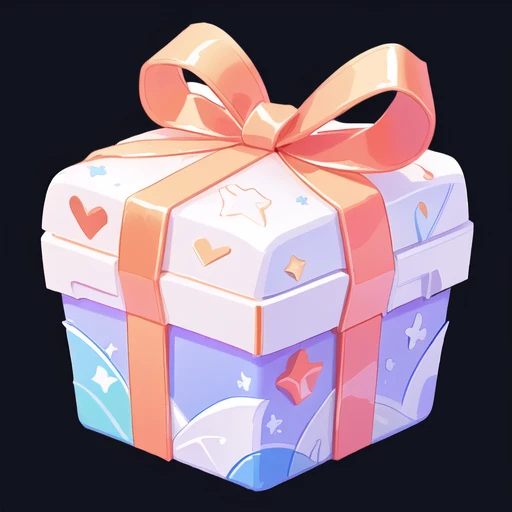 There is a small gift box，Summer theme，Waves，spray, Ribbons，blue，Purple，，red，3d icons for mobile games, Game assets, Stylized game icons, Game Icon Assets, Loot Boxes, video game item, Gift, mobile Game assets, Magic Items, Fantasy game spell icons, Object Art, magically glowing, isometric Game assets, Written byKanbun Master,