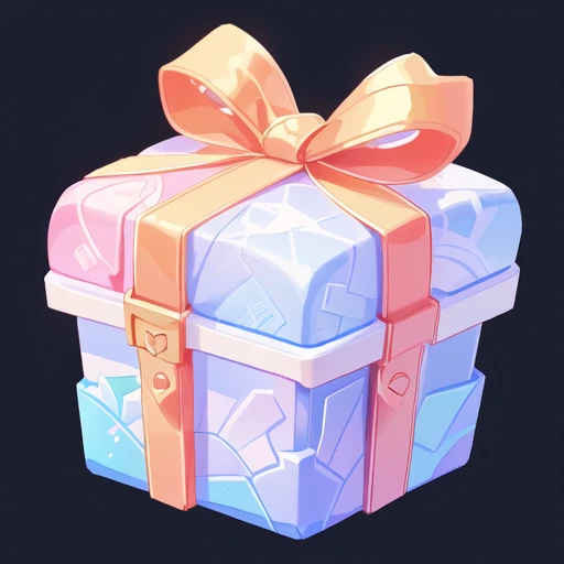 There is a small gift box，Summer theme，Waves，spray, Ribbons，blue，Purple，，red，3d icons for mobile games, Game assets, Stylized game icons, Game Icon Assets, Loot Boxes, video game item, Gift, mobile Game assets, Magic Items, Fantasy game spell icons, Object Art, magically glowing, isometric Game assets, Written byKanbun Master,