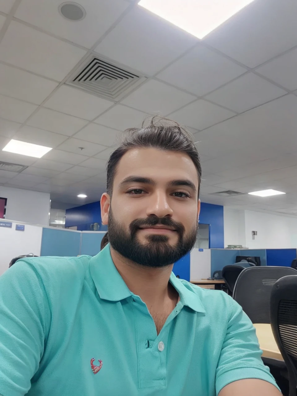 Long full hair on head and clean shave