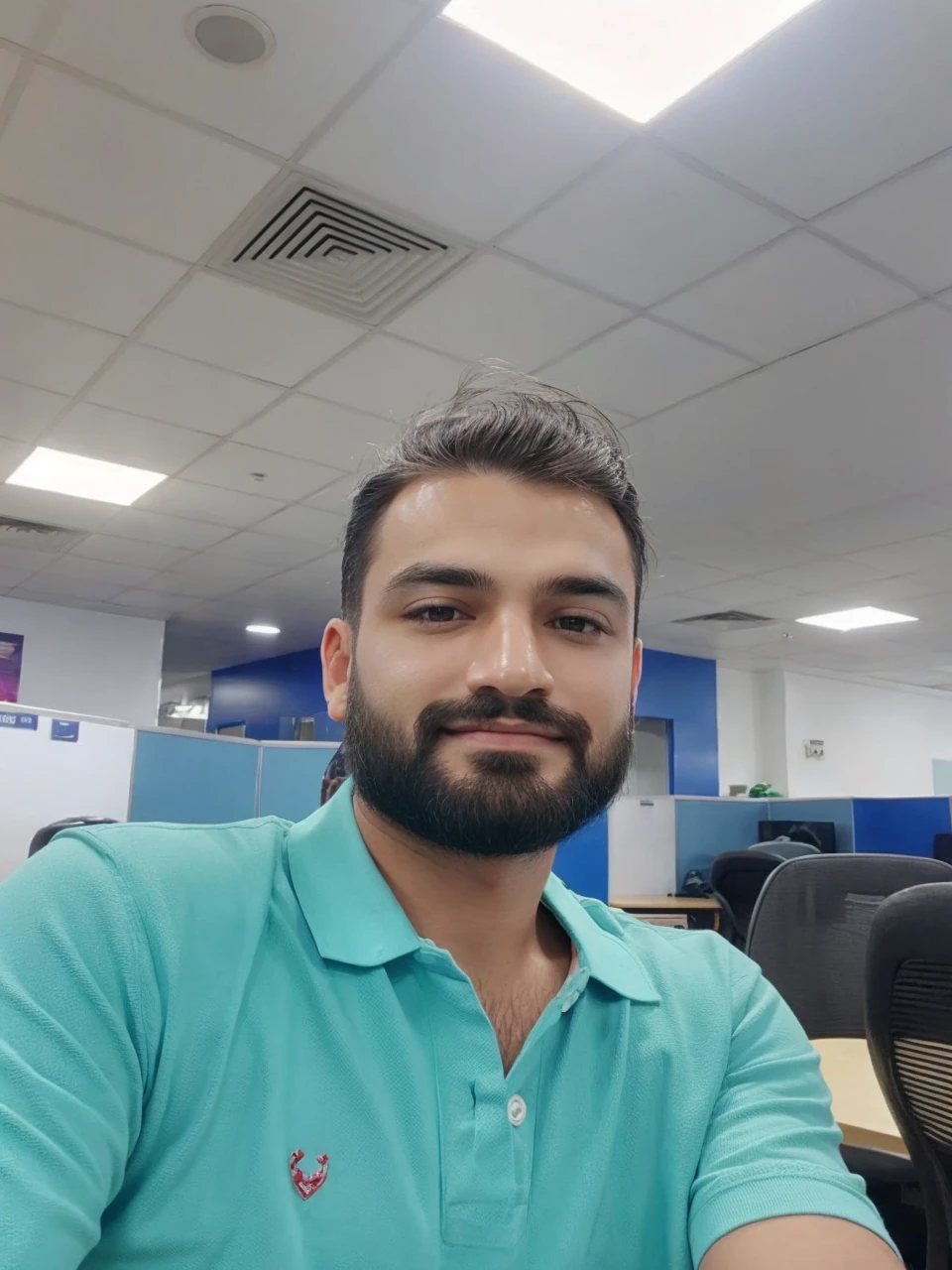 Long full hair on head and clean shave