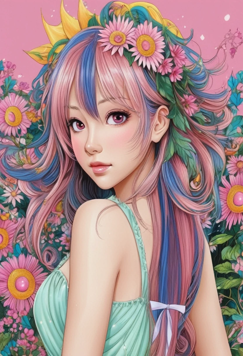 Beautiful fairy in a pink dress