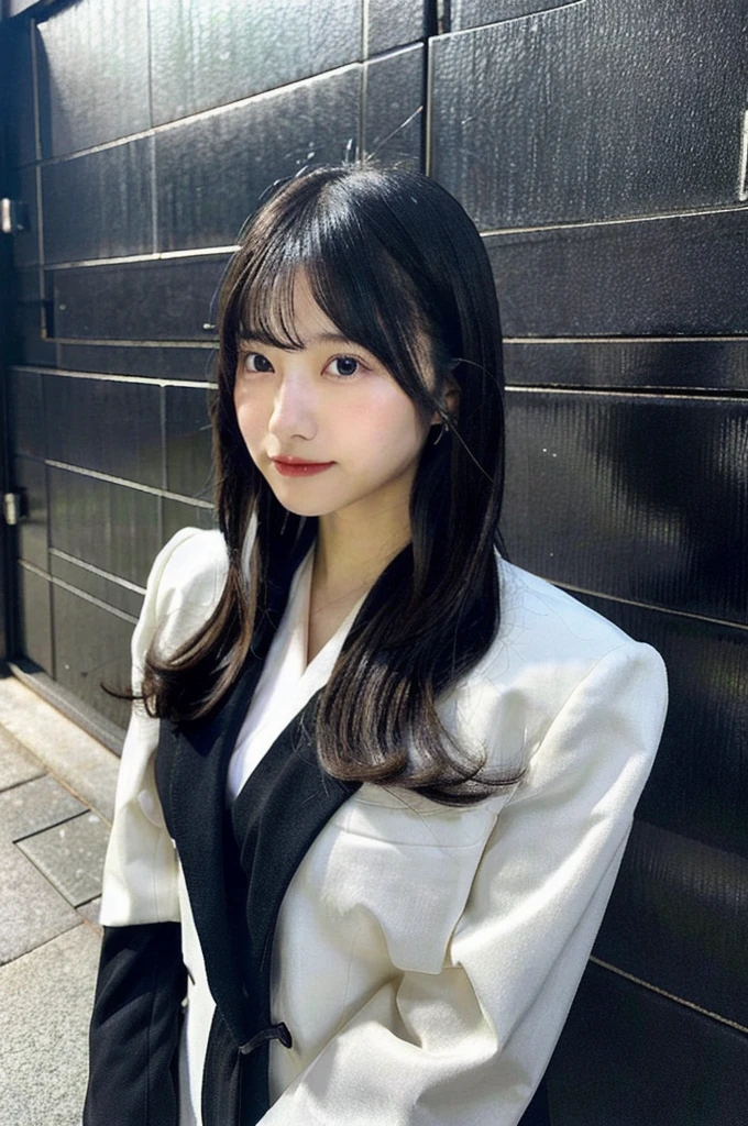A Japanese woman in a suit、I want black hair
