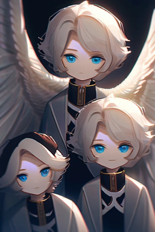((Лучшее качество)), ((шедевр)), (подробный), cats with wings are white with blue eyes