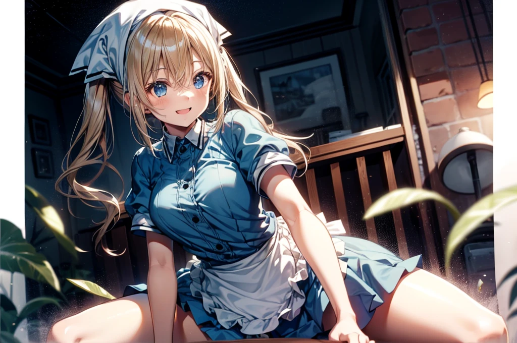 (Tabletop, Highest quality:1.2), Cowboy Shot, alone, One Girl, Kaho Hyuga, smile, View your viewers, Holding Tray, Twin tails, Head scarf, Maid, Frills, Blue Shirt, Waist apron, Puff short sleeves, Blue Skirt, Thighs Thighs Thighs Thighs, White glow,
One Girl, Sex, On the bed, throw, , Mission Grab, Missionaries, Tabletop, Highest quality,Mission Grab,Doggie Grab,kawashiro nitori