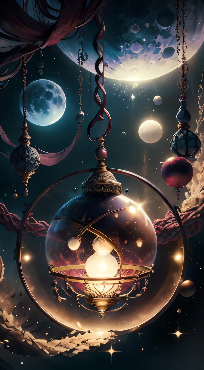 (Burgundy), The Quiet Whispers of Natural Magic,Dreamlike impression,Beyond the trend,moon,unraveling,Interstellar noise,balance,,pulsar,endless,change,symmetry,Fusion,lamp,Stimulate magical energy fantasy ,Cosmic stars