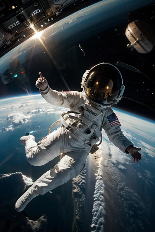 draw a picture of an astronaut floating in space