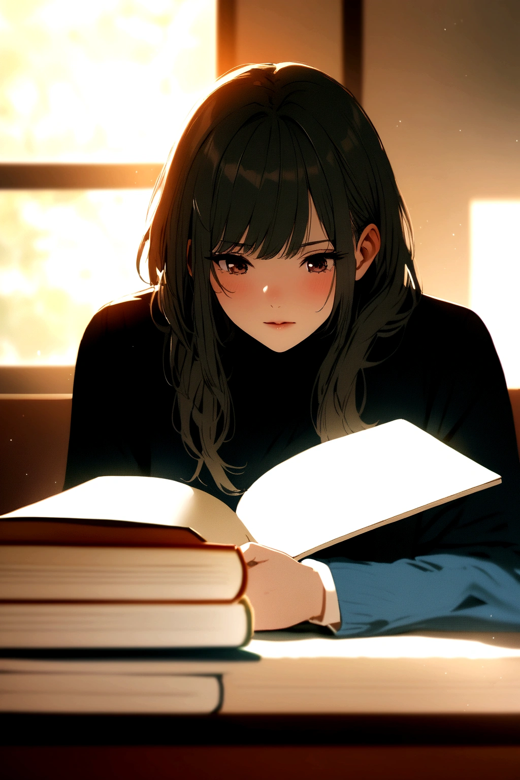 Read textbooks, beautiful girl