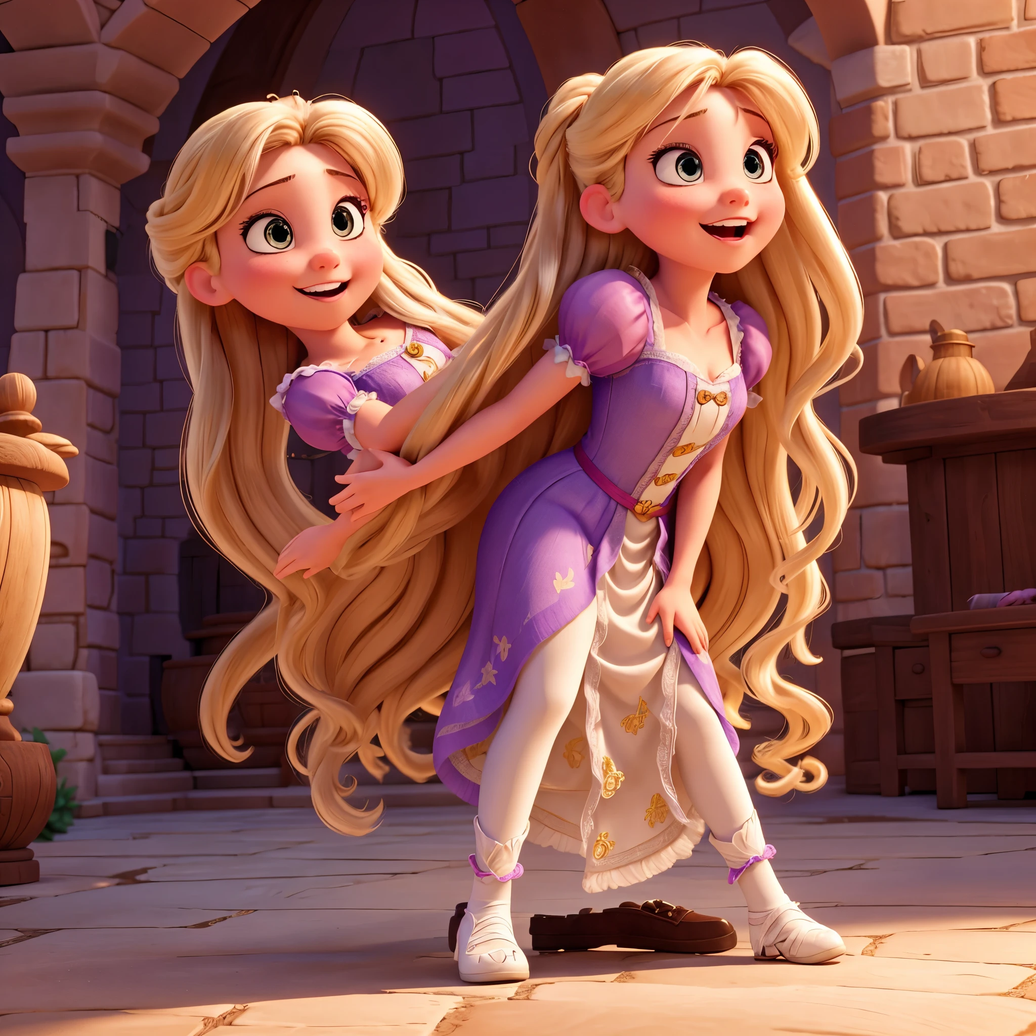 Rapunzel excited while touching her vagina