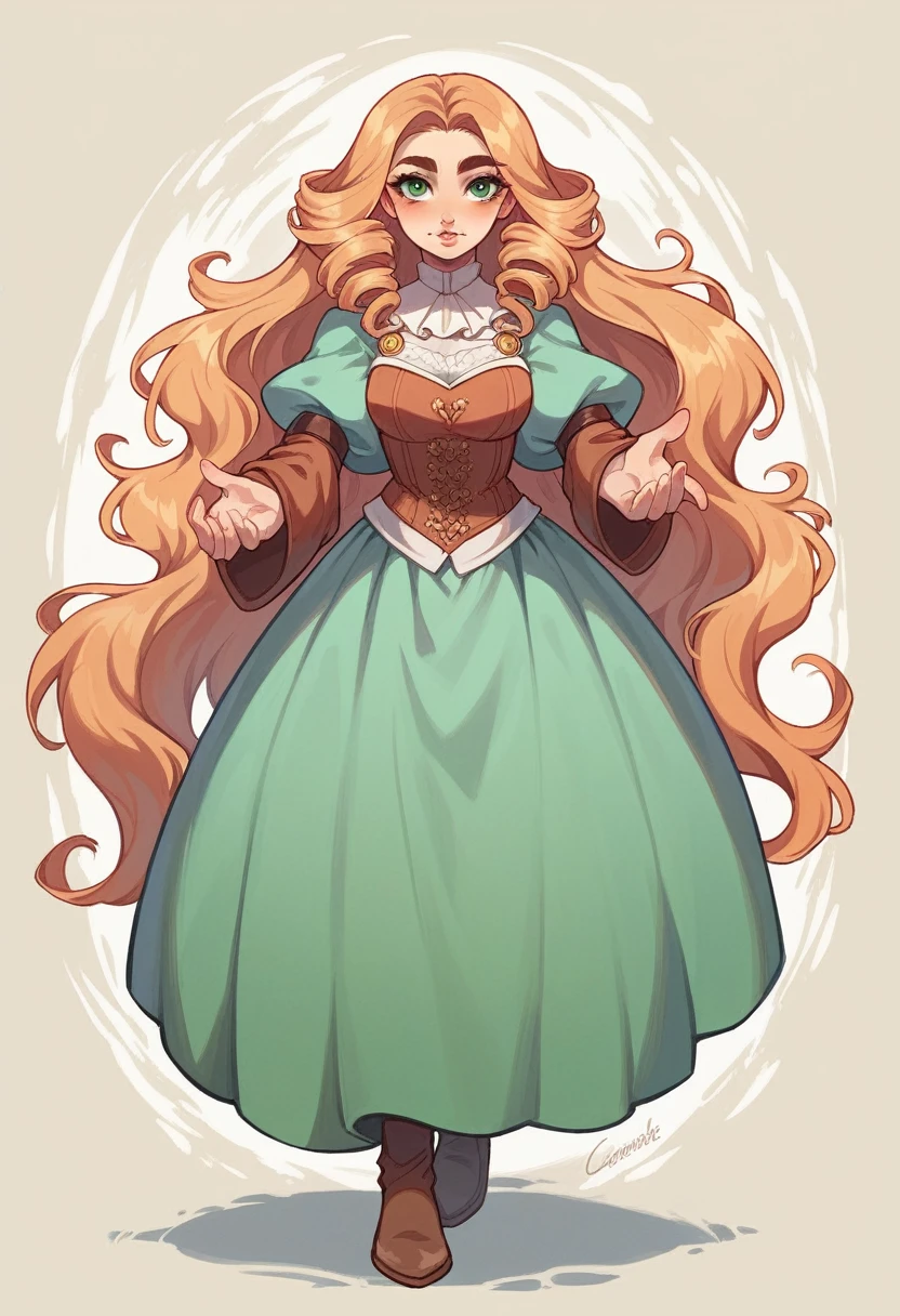 best quality, contrast light, masterpiece, front view, full-length, dressed as a medieval robber, magician's clothing, A 21-year-old female human with a lithe, agile build and fair skin. Her long, flowing hair is a striking blend of pink and silver, cascading down her back in loose waves. She has piercing dark green eyes and a heart-shaped face with high cheekbones. Her lips are full and naturally rosy, and her narrow, high-arched eyebrows frame her eyes perfectly.
