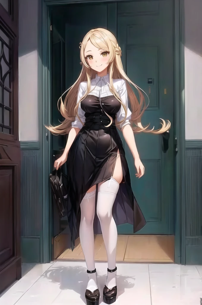 Hair parted in the middle without bangs,Anime Girl, Smooth anime CG art, Style Art, Realistic anime art style, Extremely detailed artger, anime woman,super high quality, 8K, RAW photos, actual , beautiful woman, Anime characters, mature face, Perfect proportion, 15 years old, Willow Waist,, Large Breasts, Wear brown stockings,Translucent clothing, Amazing, charming, warm smile,アニメ,panty pull, shirt lift up,breasts,nipples,1girl,PatchDef,shiny skin