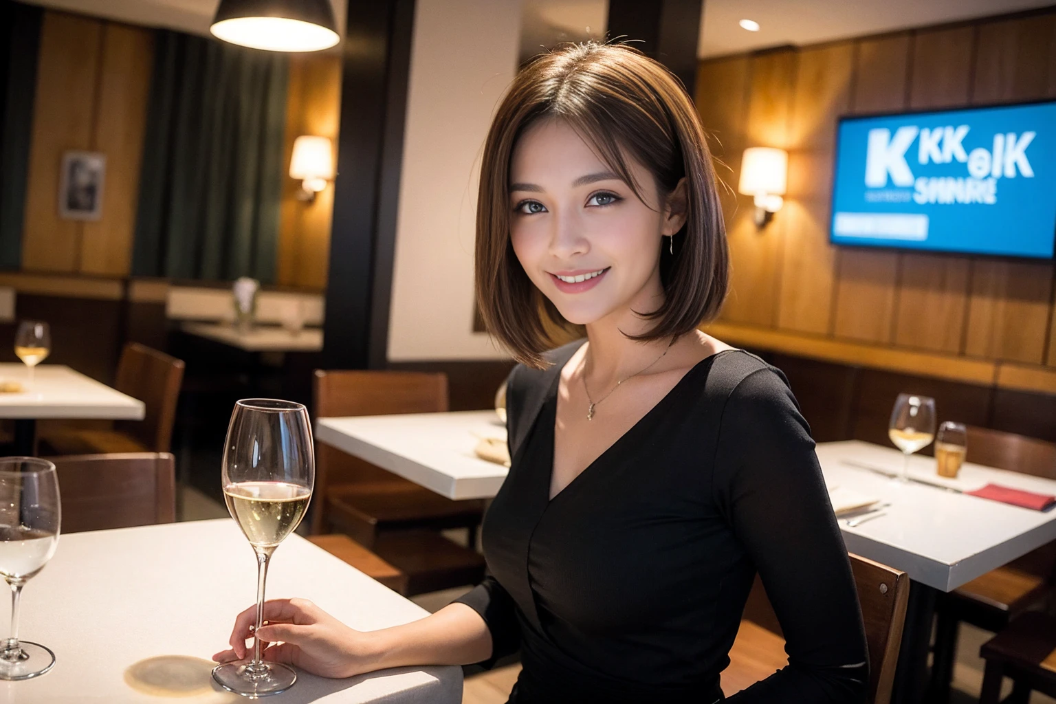 ((Highest quality、8K、masterpiece:1.3))、slimカップル、modelカップル、(Realistic, Intricate details:1.2), full-course dinner、Wine Party、Amazing view of the sunset sky and clouds、A bright smile、The wonderfulness of smile、Bright image、The beauty of wine, Beautiful Face, blue eyes, The light shines on your face, Blushing, short hair,Bright Face、 (Age 37), 39 years old, red wine 、Appetizers、Italian food、Wine bottle、Champagne、sparkling wine、Two beauties、Brown Hair、Shortcuts、Long sleeve shirt、dress、Beautiful woman 1, (slimな顔), (The body is slim), (Brown Hair), (Shortcuts), cheeks turn a little red,Attractive beauty、restaurant, In a prominent place (From the waist up) Nova Frog Style, actress, model, Upper Body, White wine, slim, wine glass, 中央に置かれたwine glass, smile, (smile: 1.15), Beautiful fine grain, Depth f/2,saturation, High Contrast, Strong light and shadow,Moist Body:1.5、3D texture、Delicate eyes、Brown Hair、The hair is very shiny、