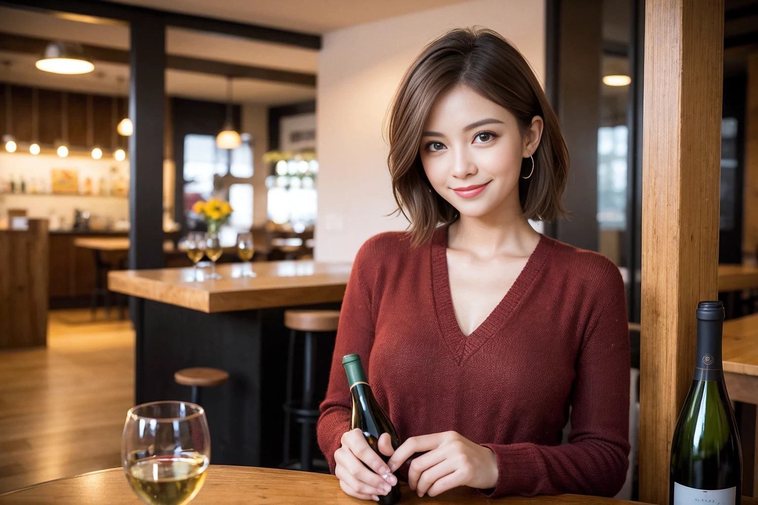 ((Highest quality、8K、masterpiece:1.3))、slimカップル、modelカップル、(Realistic, Intricate details:1.2), full-course dinner、Wine Party、Amazing view of the sunset sky and clouds、A bright smile、The wonderfulness of smile、Bright image、The beauty of wine, Beautiful Face, blue eyes, The light shines on your face, Blushing, short hair,Bright Face、 (Age 37), 39 years old, red wine 、Appetizers、Italian food、Wine bottle、Champagne、sparkling wine、Two beauties、Brown Hair、Shortcuts、Long sleeve shirt、dress、Beautiful woman 1, (slimな顔), (The body is slim), (Brown Hair), (Shortcuts), cheeks turn a little red,Attractive beauty、restaurant, In a prominent place (From the waist up) Nova Frog Style, actress, model, Upper Body, White wine, slim, wine glass, 中央に置かれたwine glass, smile, (smile: 1.15), Beautiful fine grain, Depth f/2,saturation, High Contrast, Strong light and shadow,Moist Body:1.5、3D texture、Delicate eyes、Brown Hair、The hair is very shiny、