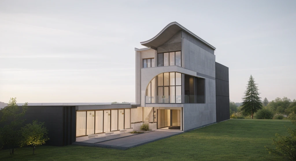 (masterpiece),(high quality), best quality, real,(realistic), super detailed, (full detail),(4k),8k,modern house exterior design,Modern architecture,Sandstone,whitewall,Beautiful_sky,Day light, no_humans, outdoors,sky,tree,Garden flower front of building,