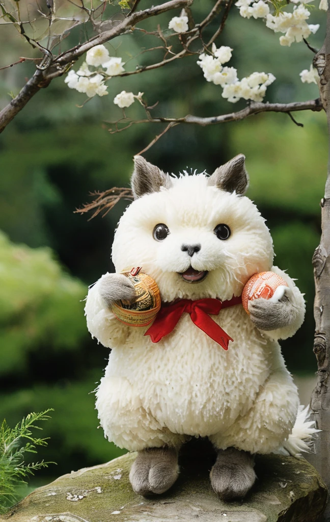 Alpaca holding rice ball 