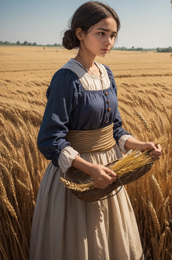 Peasant woman with sheaves of wheat