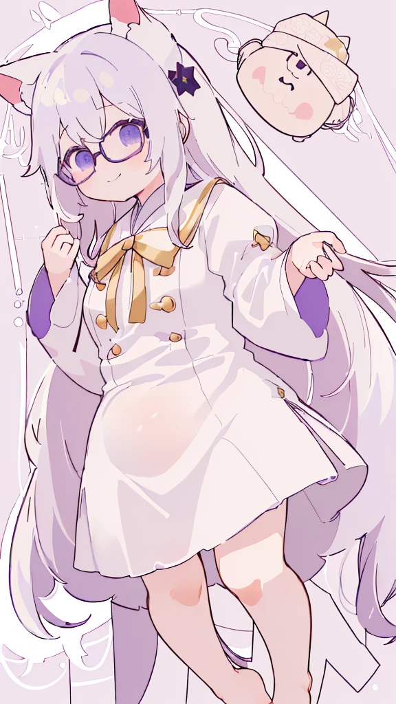  바닥에 누워 있는 big bust을 가진 애니메이션 소녀, , Tsk tsk, in a dress, fascinating anime girl, Smooth animated illustrations, ecchi anime style, , Shikamimi, She has a jiggly, fat, round belly, ecchi, Posing in Pudika pose, [ 4k digital art ]!!,(big bust:1.5), (Black eyes with a slight purple tint:1.5), (a devastated expression, dead eyes, dark atmosphere:1.5), (Very white and long hair with a bluish tint, weak perm:1.5), (oversized white shirt:1.5), (bare foot, round-rimmed glasses:1.5), (Belly Fat, muffin top, plump:1.1), (smiling faintly:1.5),(human ear,thin legs:1.5),