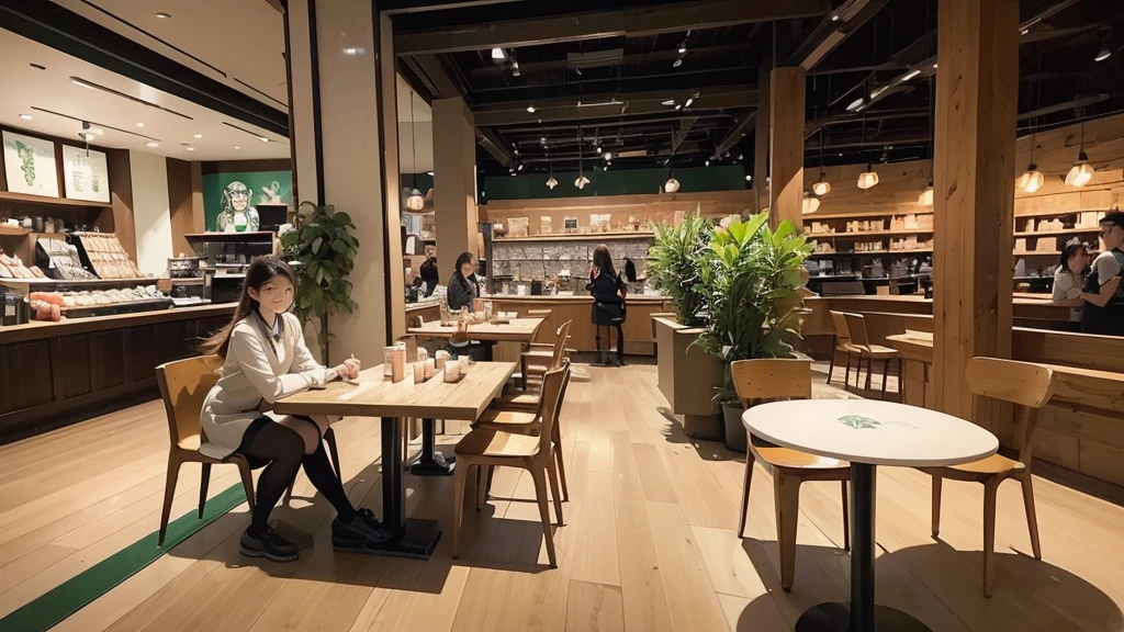 
((((((夜の暗いInside the Starbucks store))))))
(((((((The night view can be seen from the window)))))))
(((((Warm indirect lighting or candlelight)))))
((((((Inside a store with many people))))))

8K、RAW Photos、Highest quality、Super detailed、Super Resolution、Ultra HD、8K壁紙、Amazing details
((A girl in a blazer uniform ((White blouse with formal collar, Blue Blazer, 
Red Check Skirt, Red checkered ribbon on blouse)), Complete limbs, Full Finger, ))

(((((((Inside the Starbucks store、-yeld hischool gi)))、((((((Sit down and eat cake、Drink coffee、smile))))))、((Heart Necklace))





Modern interior：The chic design of the furniture and interior is arranged.、Creating a sophisticated space。
Soothing music：Relaxing jazz and acoustic background music、Enhances the mood at night。
Comfortable seats：Cushioned sofas and armchairs are provided.、You can stay comfortable even for long periods of time.。
Warm colours：Brown or beige、Warm colors such as deep green are used.、Creates a calm atmosphere。
Large windows：外の夜景を楽しめるLarge windowsがあり、It blends in with the city&#39;s nightscape.。
Green Interior：Potted plants are appropriately placed、Creates a natural and relaxing atmosphere。
artwork：Artworks and photographs by local artists are on display.、Enhances the atmosphere in the store。
Fragrance production：Coffee and cinnamon、The aroma of vanilla fills the store、Increases comfort。
Open Kitchen：バリスタの仕事が見えるOpen Kitchenがあり、You can also enjoy the work scenery.。
Unique Decoration：The decorations are themed according to the season.。

Community Table：A large table is installed.、You can also enjoy interacting with other guests.。
Private room space：There are private rooms and partitions to ensure privacy.、Ideal for those who want a quiet stay。
High-quality tableware：Stylish cups and plates are used、Enhances the appeal of your drinks and food。
Display Area：Coffee beans, mugs and other related products are displayed tastefully.。
Eco-friendly initiatives：Eco-friendly materials and recycling programs are implemented。
Friendly staff：Warm and friendly customer service、Increases in-store comfort。
Seasonal Menu：Seasonal special drinks and food are offered.、There&#39;s always something new to enjoy。
Acoustic Live：Occasional live performances and events、Create a special evening atmosphere。


8K、RAW Photos、Highest quality、masterpiece:1.2、Super detailed、Super Resolution、Ultra HD、8K壁紙、Amazing details、Photorealistic:1.4、Having fun by the water、Full Body Shot、Full body photo、High-resolution RAW color photos、Professional photos、A scene full of emotion、Very detailed and beautiful、Ultra HD、8K壁紙、Amazing details、Huge file sizes、Highly detailed beautiful girls、Highly detailed face Highly detailed eyes、Extremely realistic skin、 Highly detailed fingers, Highly detailed nose, Highly detailed mouth, Perfect Anatomy, Highly detailed background, Highly detailed clothing, Teen, cute女の子, Famous Japanese Idols, cute, Realistic body, Slender, White skin, Glowing Skin, Slim body, Realistic Face, Delicate eyes, double eyelid, 
