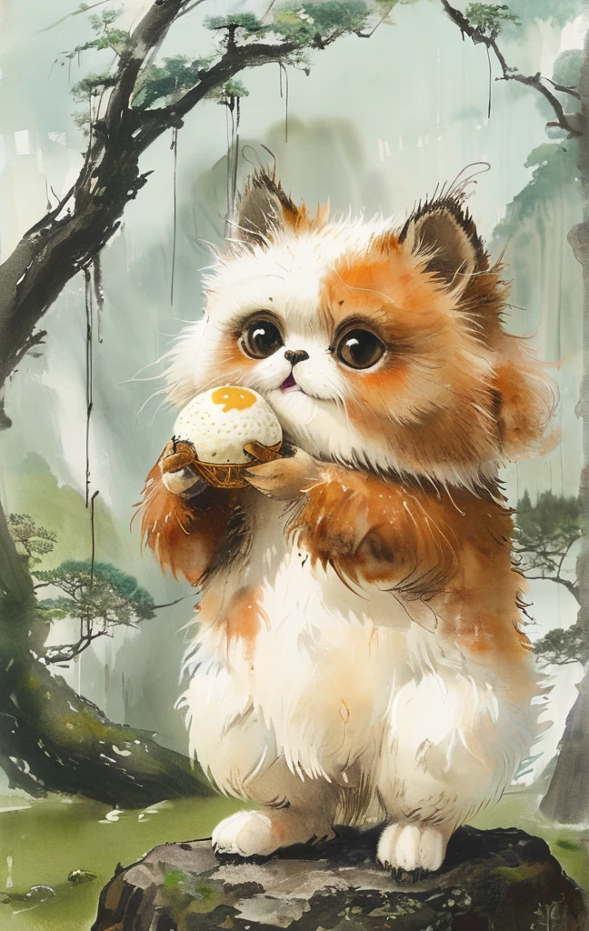 Alpaca holding rice ball