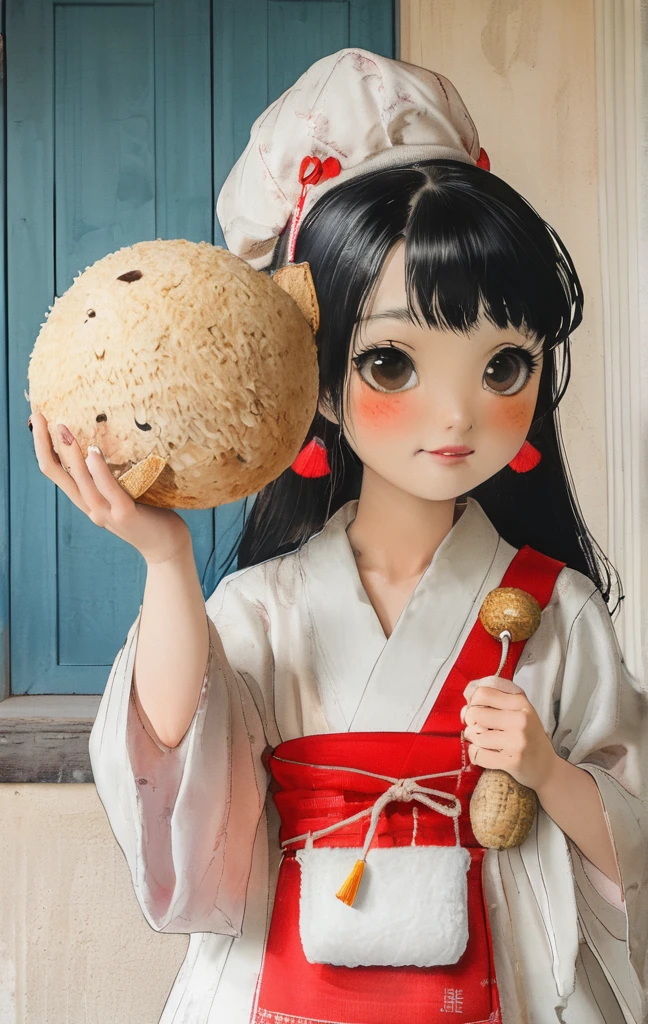 Alpaca holding rice ball