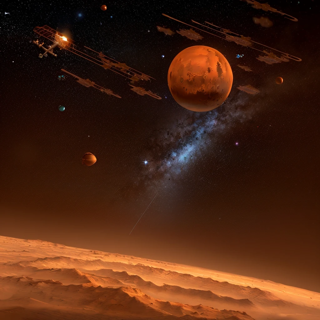 (One Star:1.5), (Mars floating in space:1.5), (real:1.5), ((Highest quality)), ((masterpiece)), (detailed),