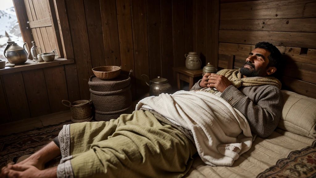 As winter descended upon the village, Ilyas fell ill. The villager treated him, he healed him with medicinal tea and a warm quilt, his kindness became a reputation in their strong community.