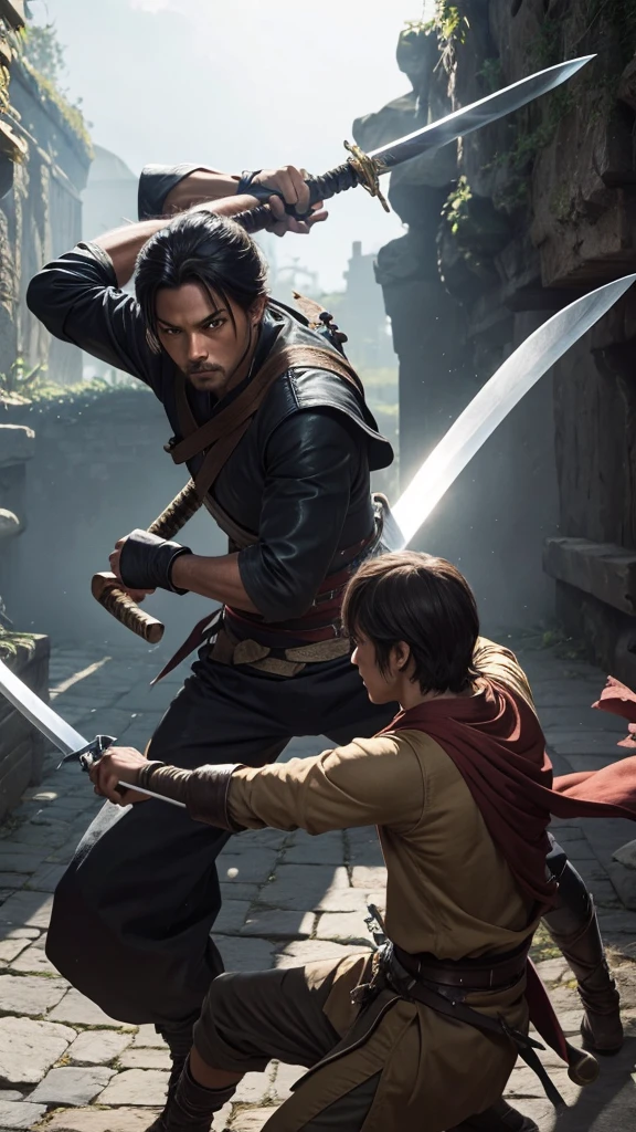 Two swordsmen fighting
