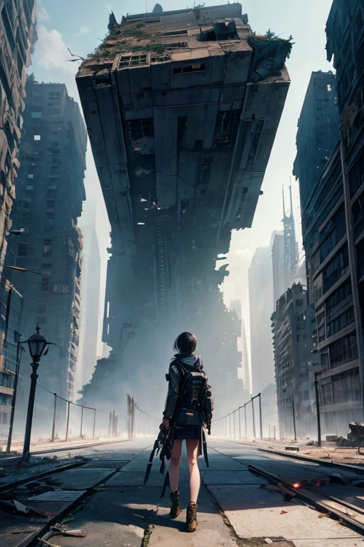 Highest quality、A ruined futuristic city、dim、Surrealism