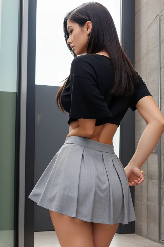 Hot girl in skirt with big and but