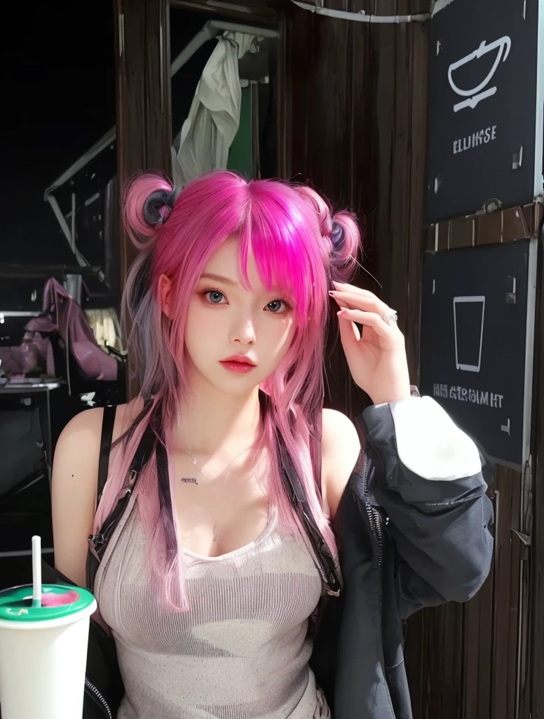 8k,4k,high resolution,high quality,Illust,girl,pierce,choker,Silver Ring,Knife 1.2,MONSTER HUNTER,pinkhair,ponytail,Japanese,Chubby,Plump,,,,,